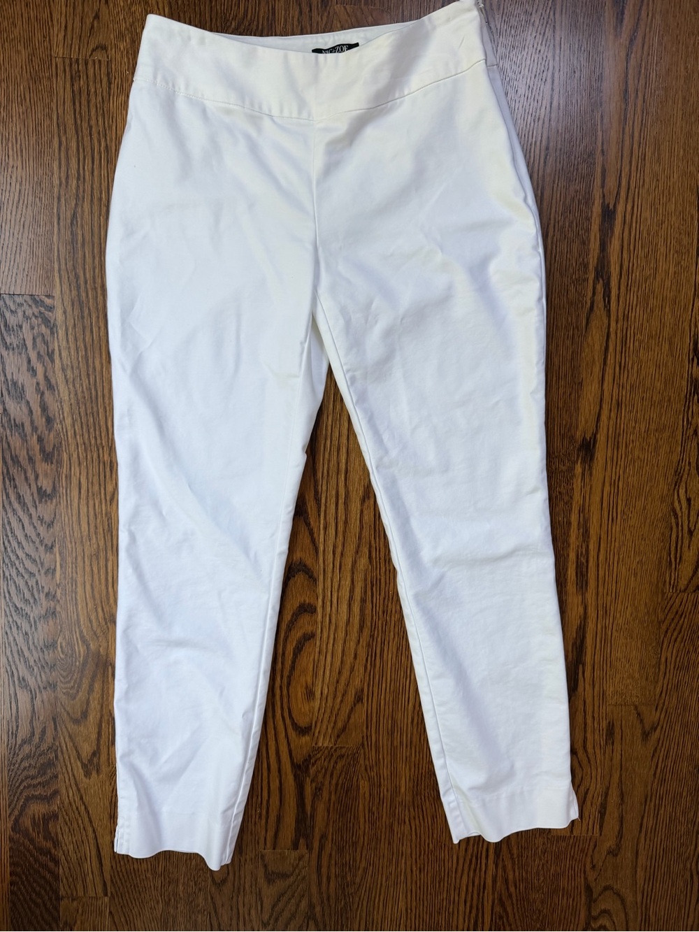 Nic + Zoe White Cotton Skinny Neutral Ponte Ankle Pants Size 6